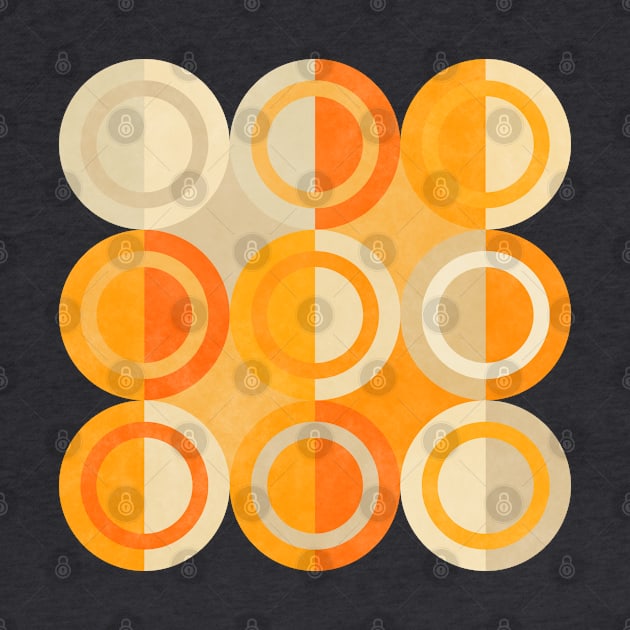 Geometric Shapes Orange Grey Circles by FAROSSTUDIO